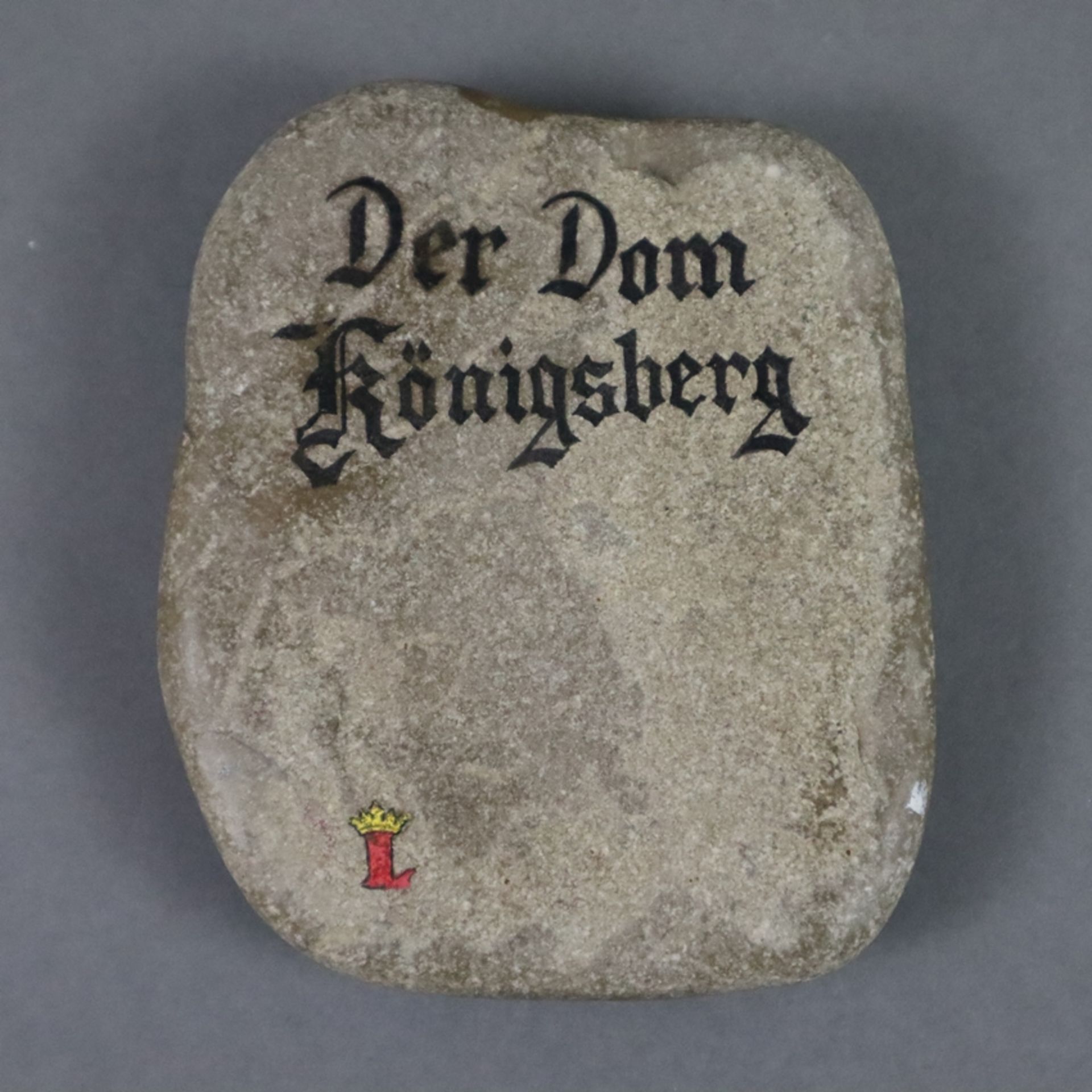 Antikes Souvenir aus Königsberg - um 1900, handbemalter Stein, rückseitig bezeichnet "Der Dom König - Bild 4 aus 4