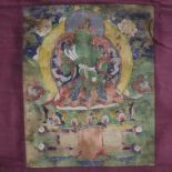 Thangka mit Vajrasattva im Zentrum - Tibet / Nepal, Tempera auf Leinwand, der Yidam Vajrasattva sit