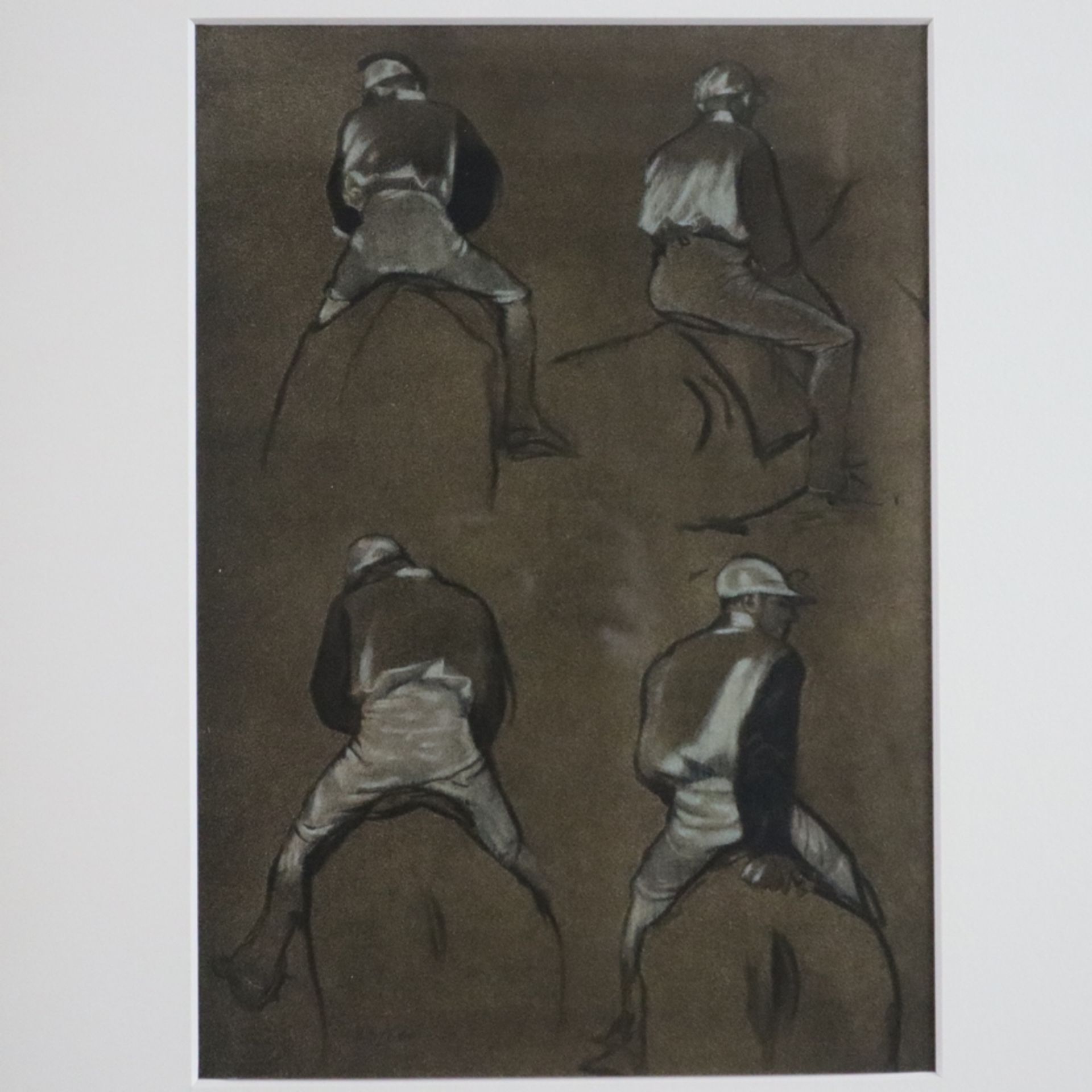 Zwei Grafiken Degas/Matisse - 1x "Etude de Quatre Jockeys de dos", Heliogravure nach einem Entwurf  - Bild 4 aus 5