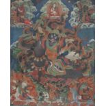 Thangka der Schutzgottheit Shingjachen (Tib. shing bya can) - Tibet 19.Jh., Nyingma und Gelug Tradi