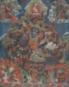 Thangka der Schutzgottheit Shingjachen (Tib. shing bya can) - Tibet 19.Jh., Nyingma und Gelug Tradi