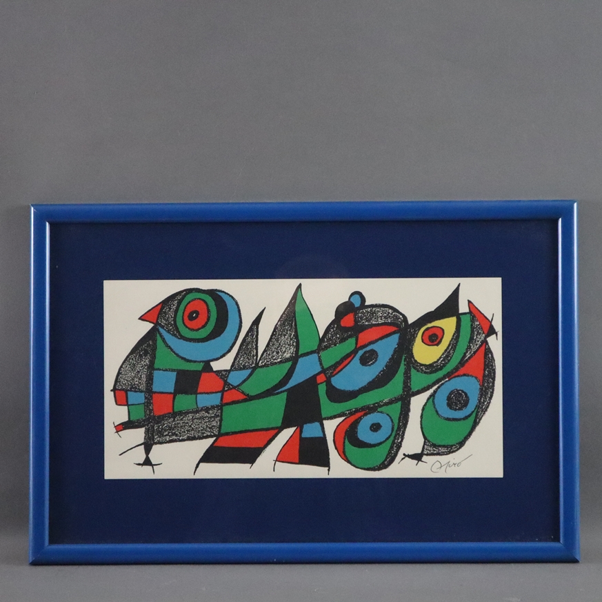 Miró, Joan (1893 Barcelona -1983 Mallorca) - "L`oiseau amoureux", Farblithografie, 1973, in der Pla - Bild 2 aus 4