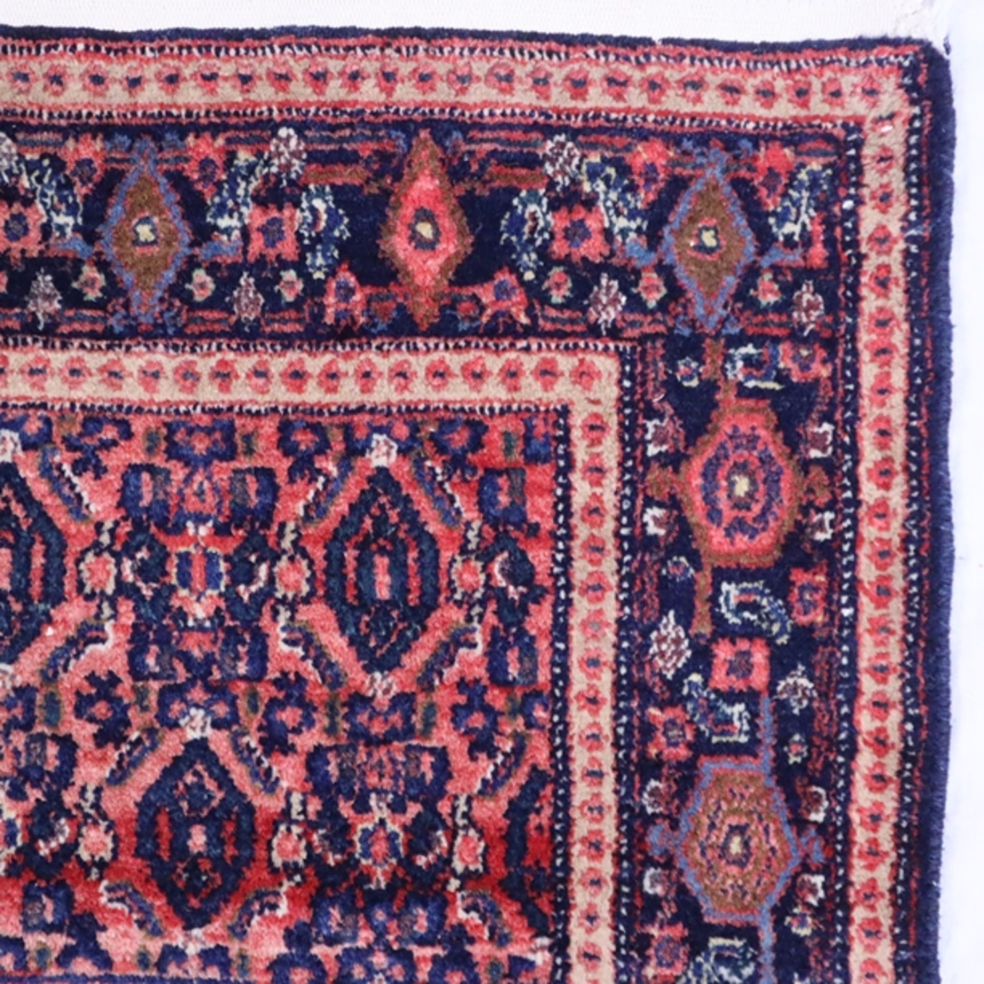 Persischer Orientteppich - Wolle, blaugrundig, ornamentales und florales Muster, mehrfache Bordüre, - Bild 4 aus 6
