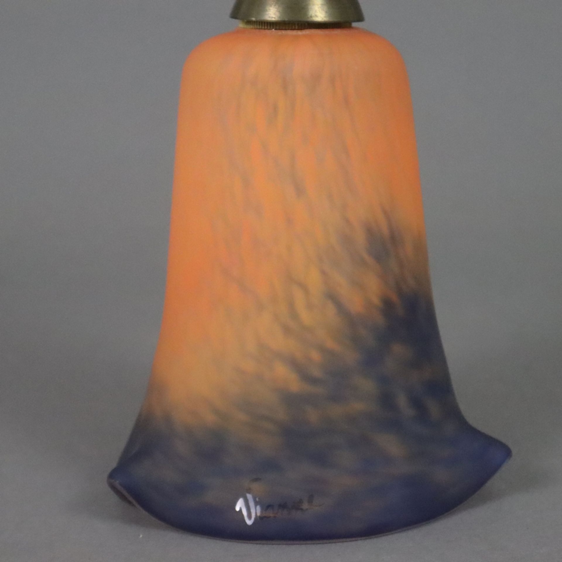 Kleine Deckenlampe - 1-flammig, gemarkt "Vianne", Frankreich, um 1920, Glas mit orangefarbenen und  - Bild 2 aus 7