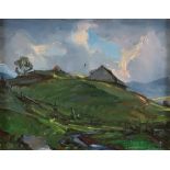 Unbekannte/r Künstler/in (20.Jh.) - Expressive Hügellandschaft, Öl auf Leinwand, unsigniert, ca.21x