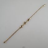 Filigranes Goldarmband mit Saphiren - Gelbgold 585/000 (14 K), Verschluss gestempelt, Besatz mit dr