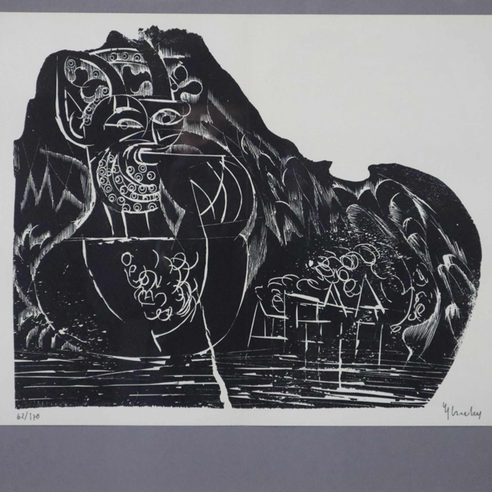 Grieshaber, Hap (Helmut Andreas Paul, 1909-1981) - zwei Holzschnitte aus dem Zyklus "Der Rhein", 19 - Image 2 of 6