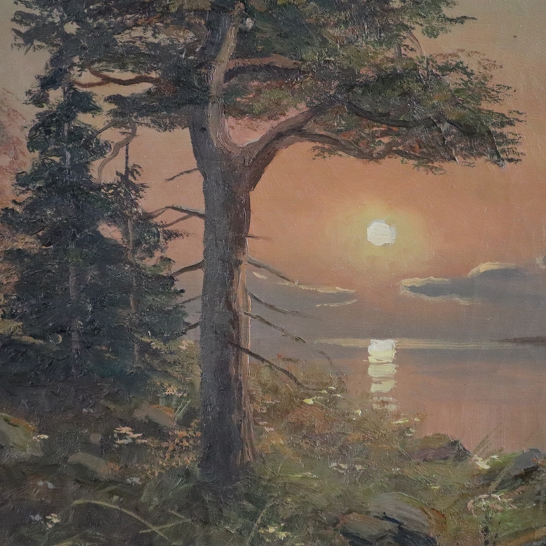 Berthils, Birger (1891-1967) - Küstenlandschaft bei Sonnenuntergang, Öl auf Leinwand, unten rechts - Image 6 of 10