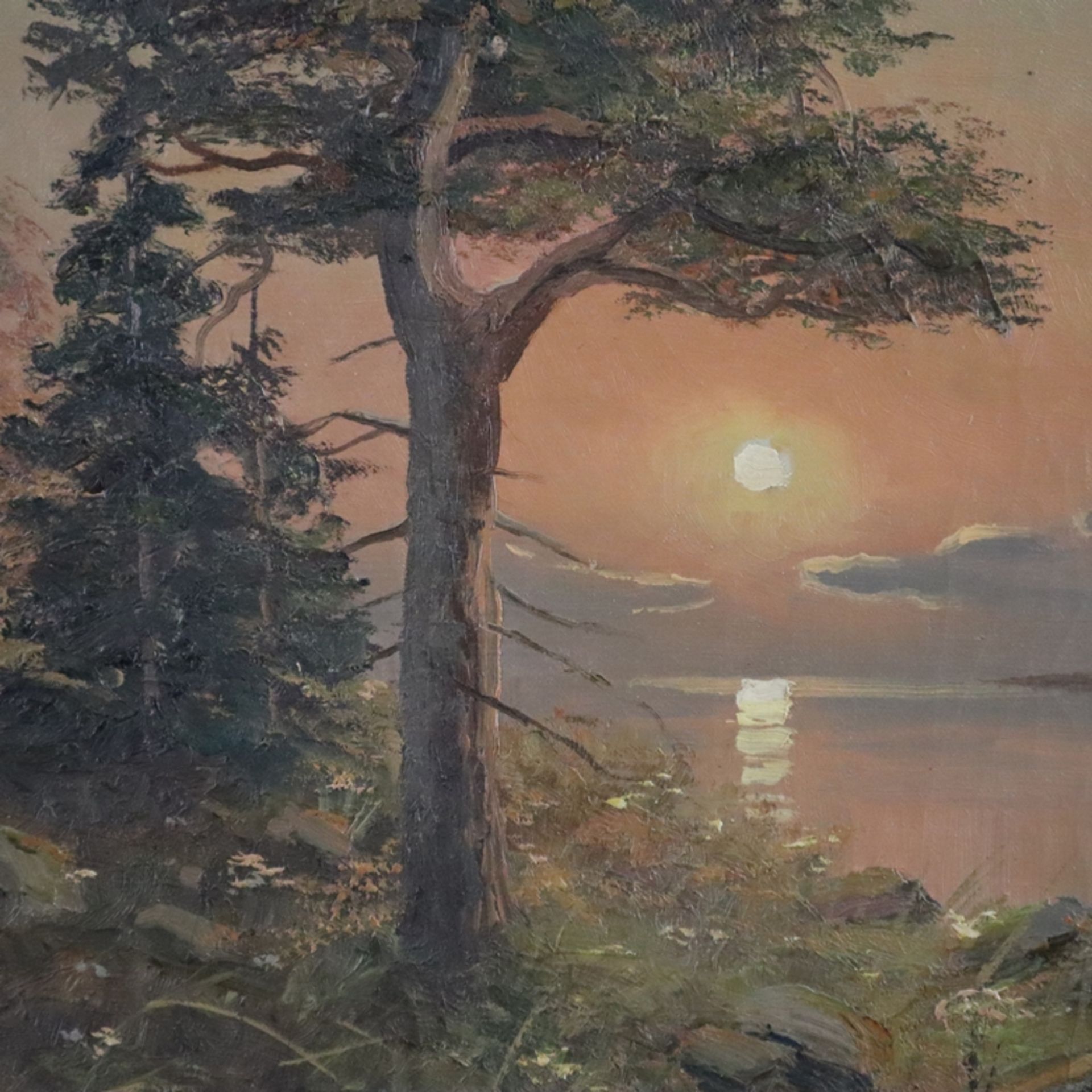 Berthils, Birger (1891-1967) - Küstenlandschaft bei Sonnenuntergang, Öl auf Leinwand, unten rechts  - Bild 6 aus 10