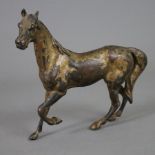 Tierskulptur "Pferd" - wohl 18. Jh., Bronze, schwerer Massivguss, Reste ehemaliger Vergoldung, natu