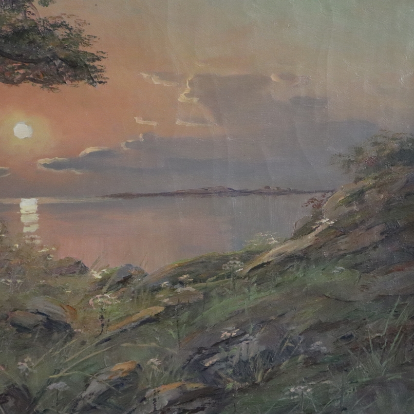 Berthils, Birger (1891-1967) - Küstenlandschaft bei Sonnenuntergang, Öl auf Leinwand, unten rechts - Image 4 of 10