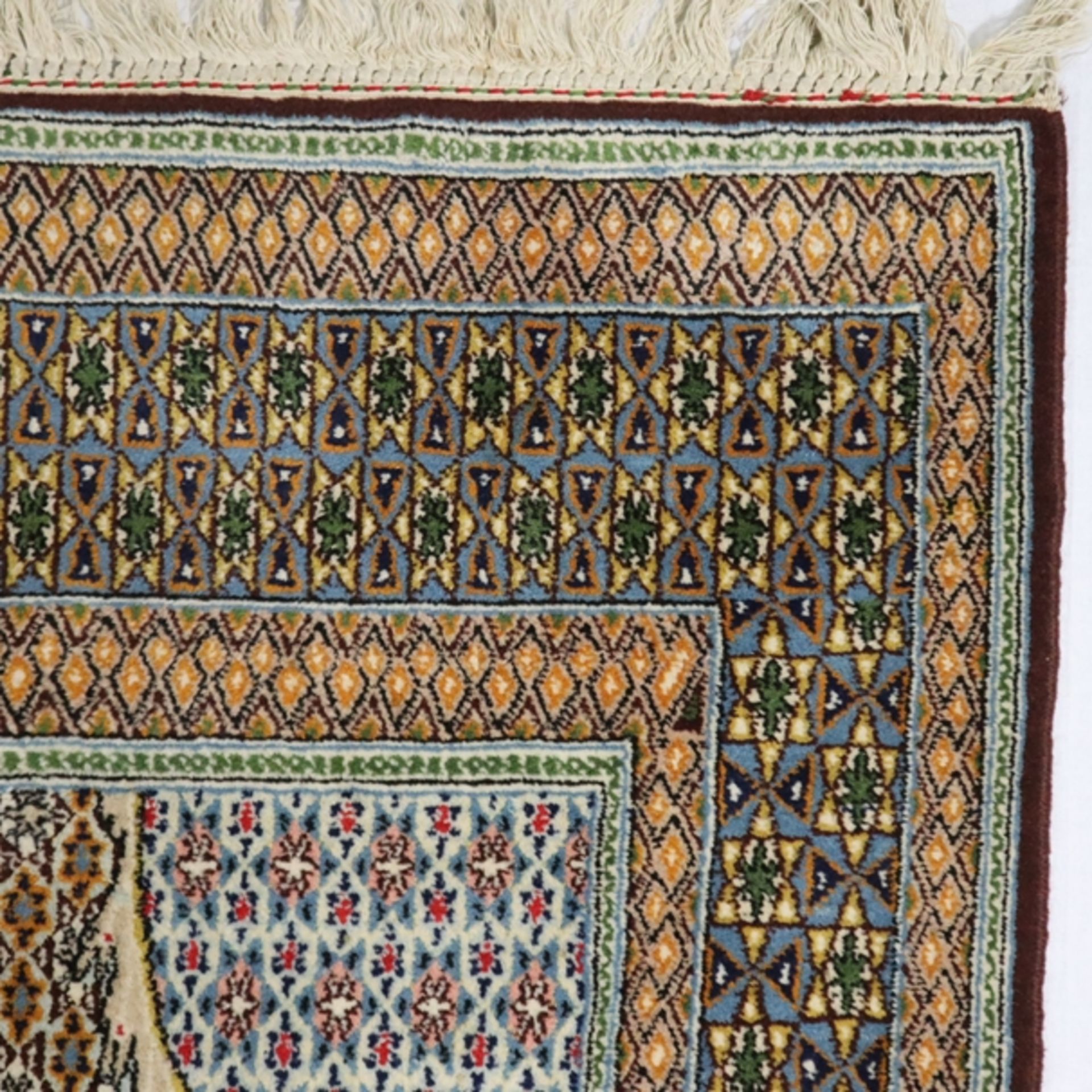 Orientteppich - 20. Jh., Wolle, ornamental gemustert, Fransen an einer Seite, ca. 205 x 133 cm, lei - Bild 5 aus 6
