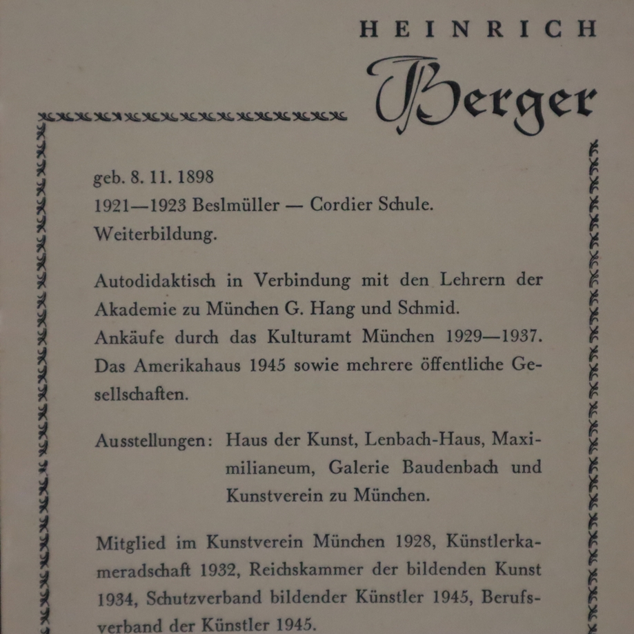 Berger, Heinrich (geb. 1898 München -1977, Landschaftsmaler, Mitglied im Kunstverein München) - "Im - Image 9 of 9