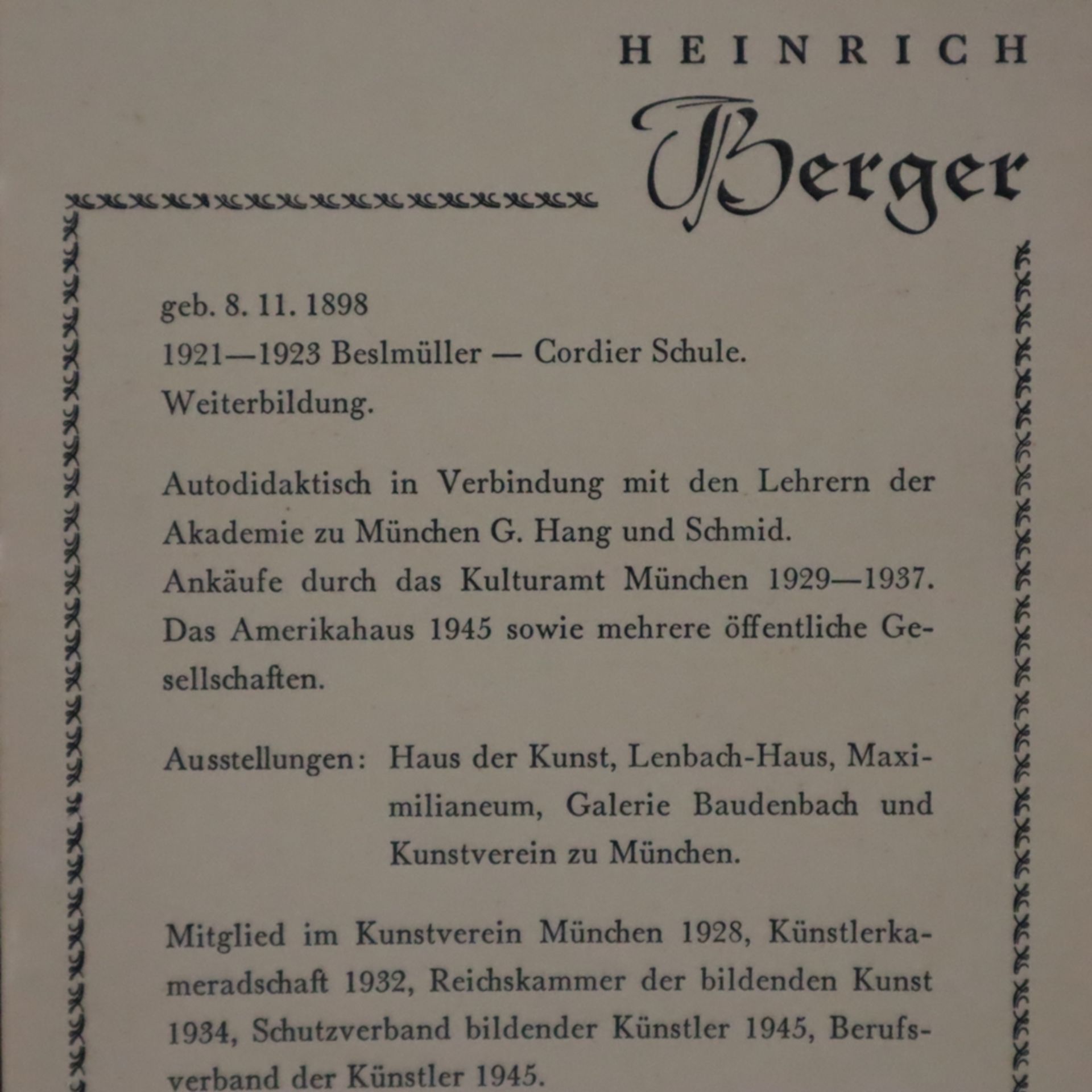 Berger, Heinrich (geb. 1898 München -1977, Landschaftsmaler, Mitglied im Kunstverein München) - "Im - Bild 9 aus 9