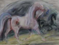 Keller (20.Jh.) - Komposition mit zwei Pferden, Pastellzeichnung auf Papier, unten rechts signiert,