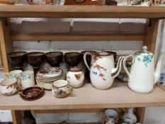 SHELF LOT PART COFFEE SETS AND 6 GOBLETS