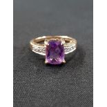 9 CARAT GOLD AMETHYST AND DIAMOND RING