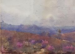 WATERCOLOUR MOORLAND SIGNED PF POSSIBLY PERCY FRENCH