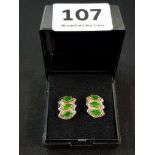 PAIR OF 9 CARAT GOLD AND GREEN STONE EARRINGS