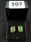 PAIR OF 9 CARAT GOLD AND GREEN STONE EARRINGS