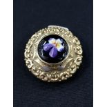 VICTORIAN ONYX AND ENAMEL CIRCULAR BROOCH