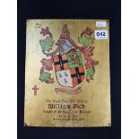 MASONIC HERALDIC PAINTED LODGE PANEL ON COPPER BEARING THE ARMS OF MOST EXCELLENT BROTHER WILLIAM