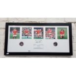 FRAMED GEORGE BEST EPHEMERA SIGNED