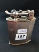 WHITE METAL VINTAGE TABLE LIGHTER