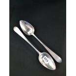 PAIR OF IRISH PROVINCIAL SILVER STUFFING SPOONS - CORK - MARKED GIBSON STERLING 201 GRAMS