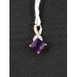 9 CARAT GOLD AMETHYST AND DIAMOND PENDANT