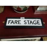 RAILWAY ENAMEL FARE SIGN