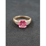 9 CARAT GOLD PINK STONE RING