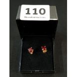 PAIR OF 9 CARAT GOLD AND GARNET EARRINGS