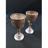 PAIR OF SILVER EGG CUPS CIRCA 57.7 GRAMS LONDON 1932/32