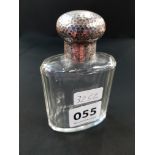 PERFUME BOTTLE, SILVER TOPPED WITH STOPPER