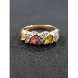 9 CARAT GOLD MULTI COLOURED SAPPHIRE RING