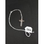 SILVER SWAROVSKI CRYSTAL SET CROSS ON SILVER CHAIN