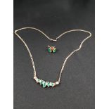 9 CARAT GOLD EMERALD & DIAMOND NECKLACE WITH MATCHING PAIR OF 9 CARAT & EMERALD EARRINGS