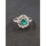 PLATINUM SET EMERALD (0.65 CARAT) AND DIAMOND (0.35 CARAT) RING