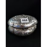 SILVER CHERUB BOX - DUTCH 935 SILVER WITH GILT INTERIOR CIRCA 11OZ