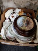 BOX LOT PLATES AND CERAMICS