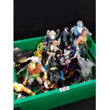 BOX LOT OF FIGURES TO INCLUDE STAR TREK, BATMAN, THUNDERCATS