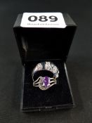 2 SILVER AMETHYST AND SAPPHIRE RINGS