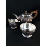 SILVER BACHELORS TEA SERVICE BIRMINGHAM 1919 BY A EDWARD JONES CIRCA 1902