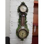 OLD CAST IRON CLOCK/BAROMETER