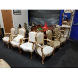 7 GILT ARMCHAIRS