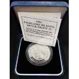 1991 FALKLAND ISLANDS SILVER PROOF £2 COIN