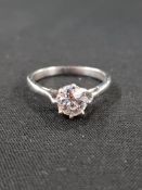 18 CARAT WHITE GOLD AND DIAMOND SOLITAIRE RING WITH A 1 CARAT ROSE CUT DIAMOND