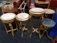 5 GILT AND MARBLE PLANT STANDS