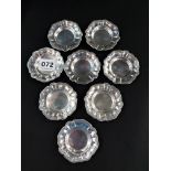 8 CONTINENTAL SILVER PIN PLATES CIRCA 109G